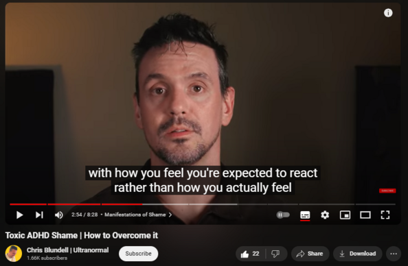 Toxic ADHD Shame | How to Overcome it
https://www.youtube.com/watch?v=r8_XejosTGA