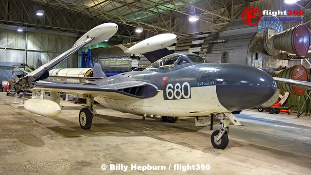 de Havilland Sea Venom FAW.22 WW145 within the restoration hangar at NMS, East Fortune, Scotland. 