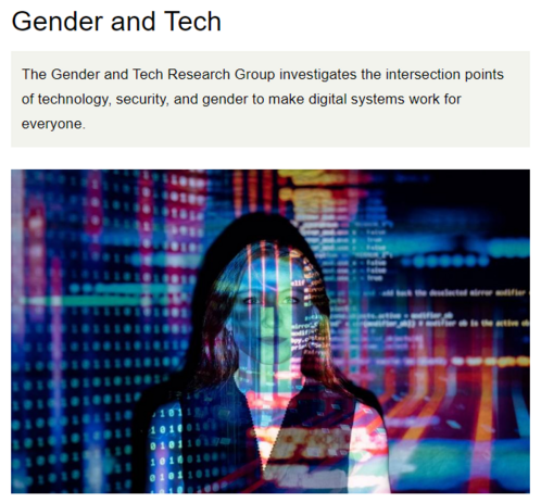 Screenshot of UCL "Gender and Tech" research group's website
