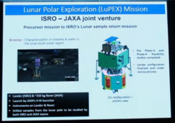 A presentation slide showing render of LuPEx spacecraft stack.