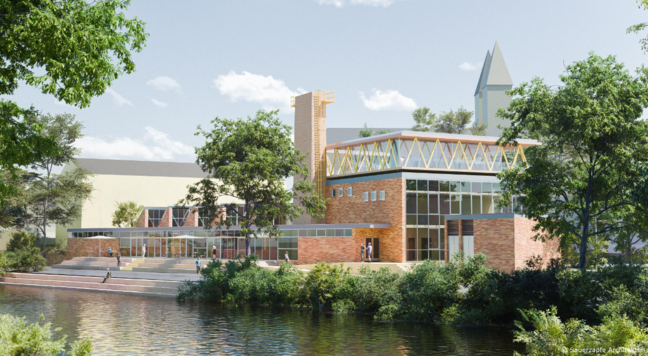 Kesselhaus in Bamberg als Kulturzentrum. Blick von der Regnitz