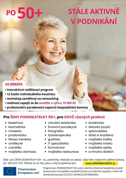 Dotace pro ŽENY PODNIKATELKY 50+