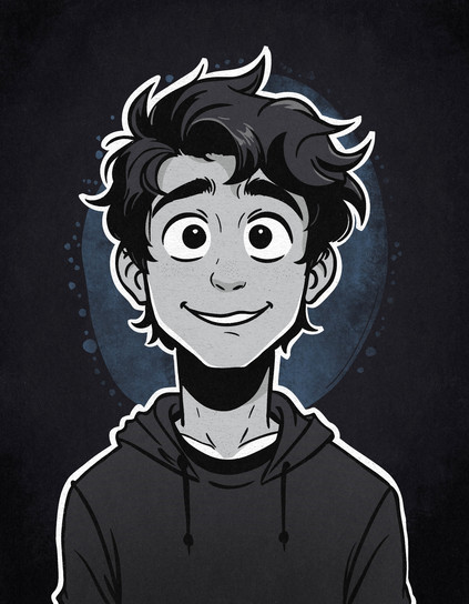 quick rough doodle of a smiling boy