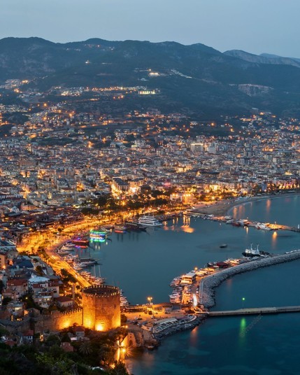 Alanya on the Mediterranean Coast of Turkey during the night