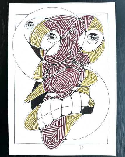 Zen tangle neurographic portrait. 