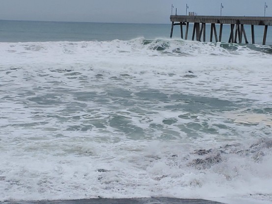 The big waves at the pier were appropriate for today; lots of things being stirred up and rearranged.  But maybe the beginning of another chapter, and maybe a bit of space for love.