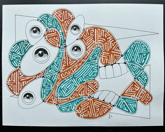 Neurographic zen tangle portrait.