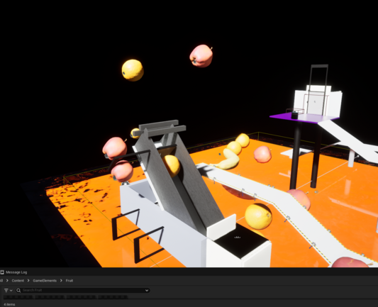 Game dev map with a chute loaded with a 2000-pound orange that will slide down to smack a player, lol