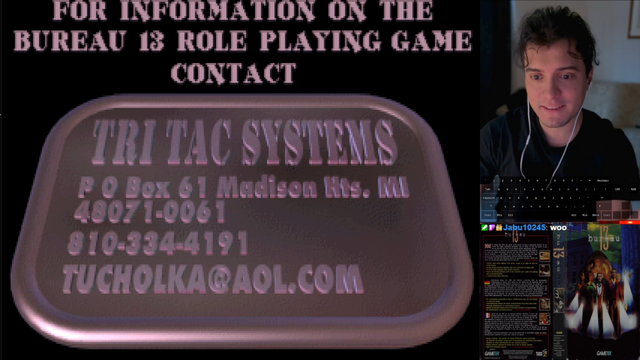 Ending of Bureau 13 MS-DOS game with gamer on the left, and game on the right. Displaying  Box Art  on the bottom  right corner.