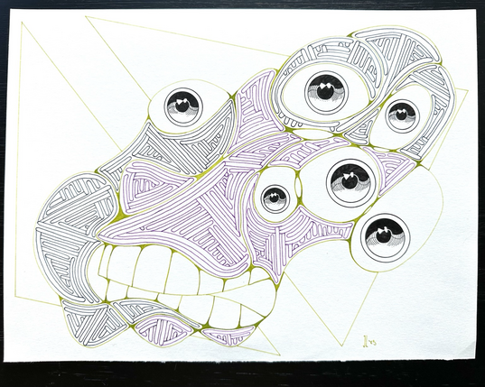Zen tangle neurographic portrait.