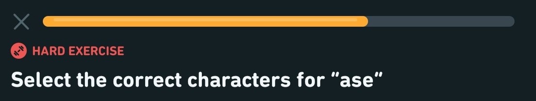 Select the correct characters for "ase"