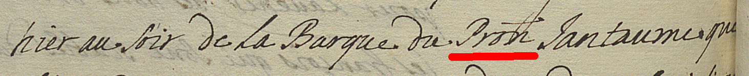 hier au soir de la Barque du Pron. [?] Jantaume qui