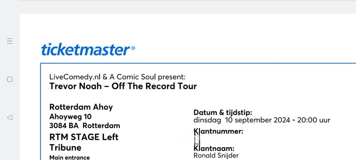 Trevor Noah - Off the record tour. Ticket