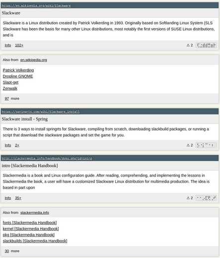 Search results clustered by website.