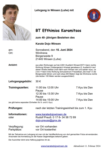 Karate Lehrgang in Winsen Luhe mit Bundestrainer Efthimios Karamitsos am 15.06.2024