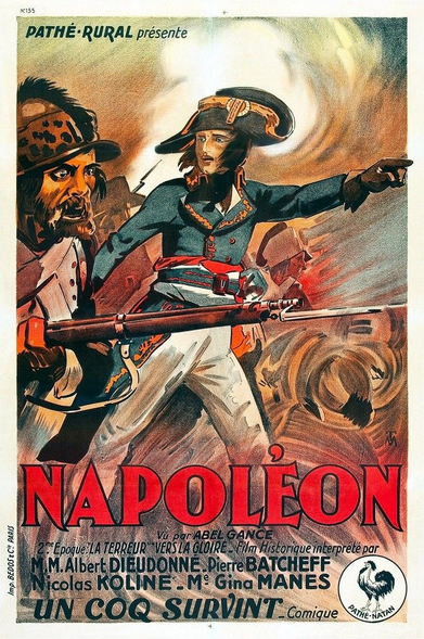 Illustrated movie poster for Napoléon, a silent movie from 1927 directed by Abel Gance. 