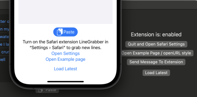 combined screenshot of both the macOS and iOS Lines app with a focus on the new "load latest" link