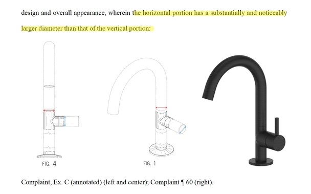 From the motion: "the horizontal portion has a substantially and noticeably larger diameter than that of the vertical portion"