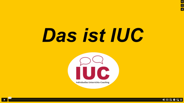 Screenshot Film "Das ist IUC" auf gelbem Hintergrund plus IUC-Logo