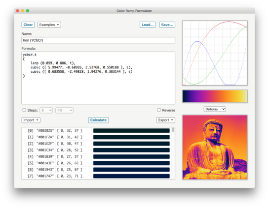 Color Ramp Formulator Example of Daibutsu Test Image
