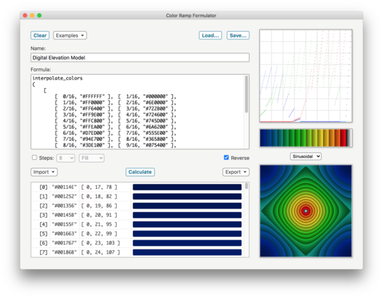 Color Ramp Formulator Example of Sinusoidal Test Image