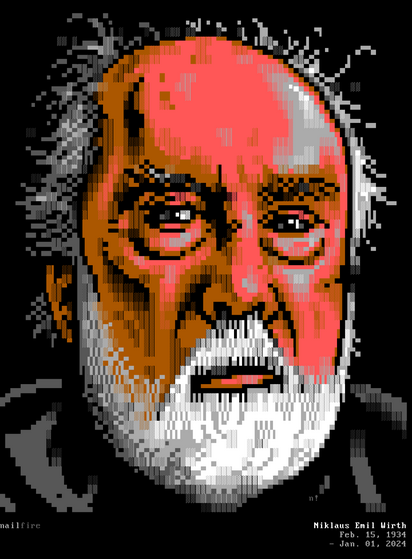 ANSI textmode portrait of Niklaus Wirth