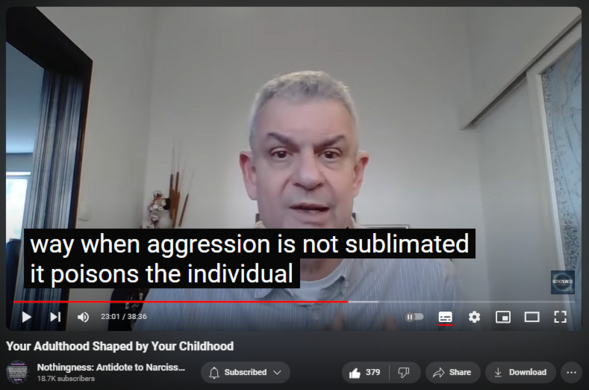 https://www.youtube.com/watch?v=jNtNOA1Je0w
Your Adulthood Shaped by Your Childhood
4,119 views  10 Feb 2024  Nothingness and Mental Health
Adverse Childhood Experiences (ACE) destroy your physical and mental health later in life.

From Child to Narcissist Playlist
  

 • A-ha Moment, Gut Instinct, Insight, K...