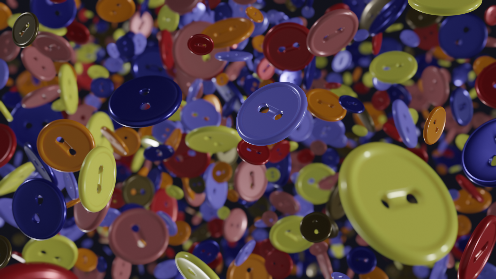 Hundreds of coloured buttons (blues, yellows, oranges, reds, and pinks) falling through space