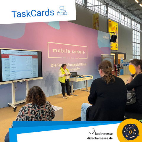 Vortrag über TaskCards auf der Didacta 2024 in Köln aus Sicht eines Zuschauers.