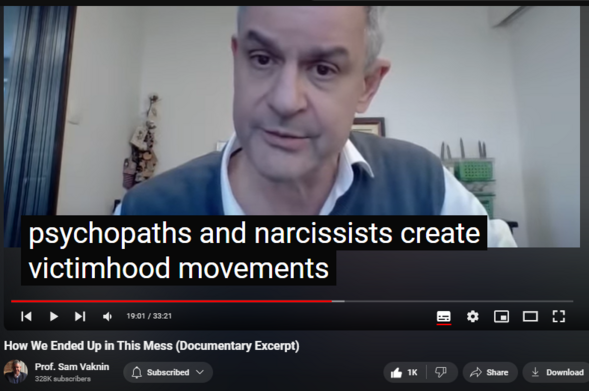 https://www.youtube.com/watch?v=H5msMRVUweg
How We Ended Up in This Mess (Documentary Excerpt)

21,383 views  6 Mar 2021  Nothingness: Antidote to Narcissism
Failure of enlightenment project

Malignant individualism (no religion, no institutions, no social networks, self-sufficiency, no objective benchmarks, disintermediation, no gatekeepers, no institutional memorytimelessness)

Malignant egalitarianism/grandiosity (no role models, access to technology, destructive envy, 

Malignant tolerance (moral relativism, political correctness, truthiness)

Malignant reasoning (ideas and concepts over people, interdisciplinarity and pseudosciences, technology not science, technology not civilization, information not knowledge or education)

Find and Buy MOST of my BOOKS and eBOOKS in my Amazon Store: https://www.amazon.com/stores/page/60...

NEW CHANNEL Nothingness: Antidote to Narcissism
  

 / @nothingnessnonarcissism