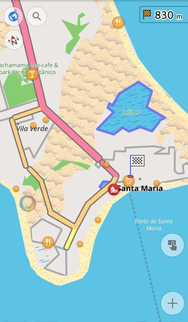 Screenshot OSM APP, Südküste der Insel Sal