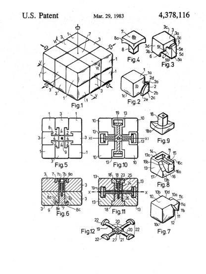 utility patent drawings for the Rubik's cube