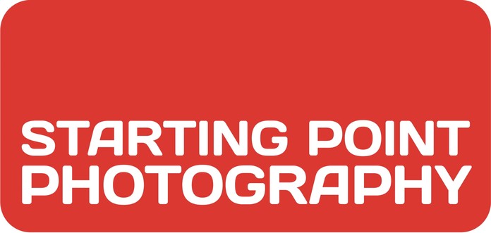 Logo for Starting Point Photography. Red background, white text.