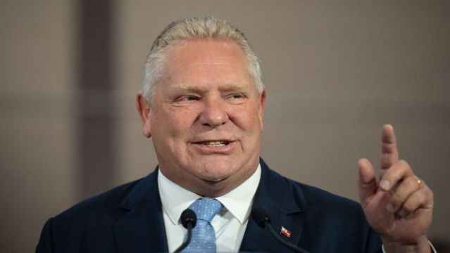 Ontario Premier Doug Ford says he does want to raise tuition for post-secondary students. Ford answers questions during a press conference at the Toronto Police College in Etobicoke, Ont., on Tuesday, April 25, 2023. THE CANADIAN PRESS/ Tijana Martin. 