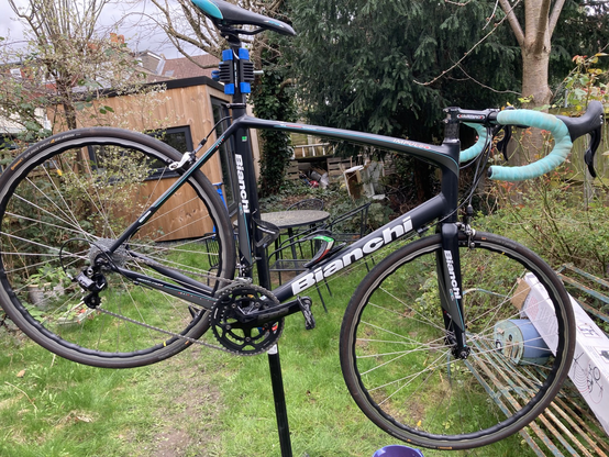 Afterwards shot of a much cleaner bike on its stand