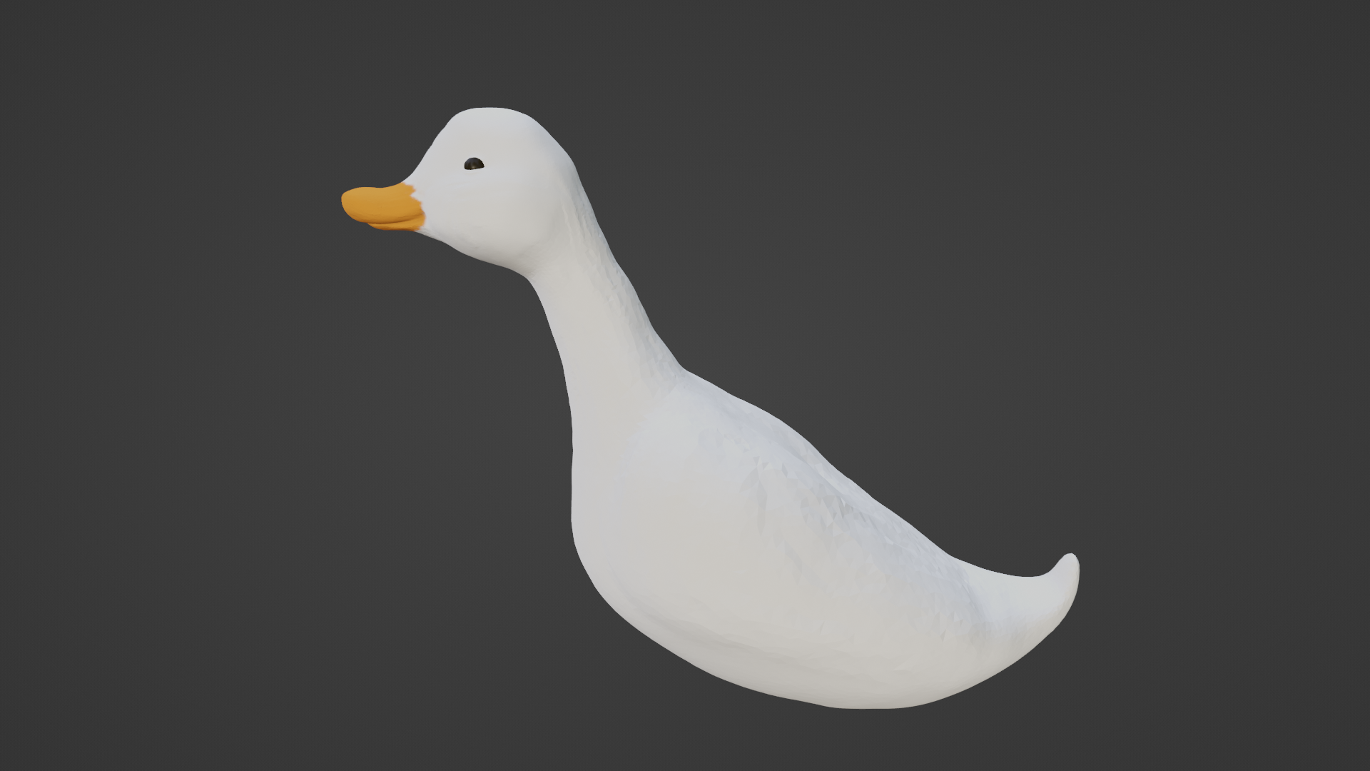 A rough sculpt of a happy white duck