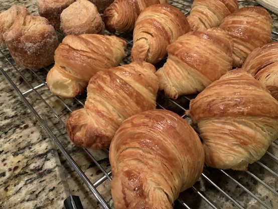 Croissants on cooling rack