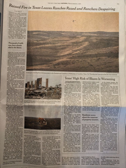 New York Times: Texas' High Risk of Blazes Is Worsening
