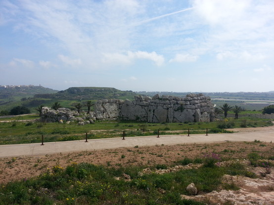Colour photo of the Ġgantija megalithic temple complex on the island of Gozo in Malta.