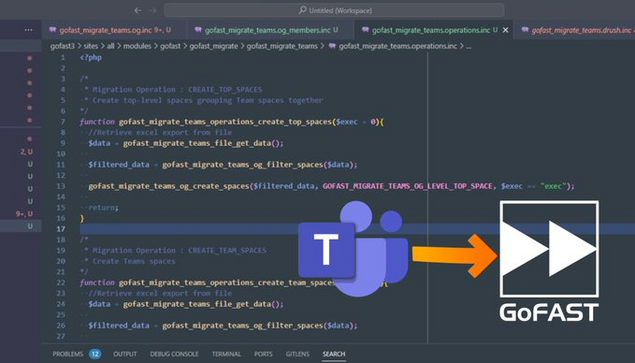 Teams to GoFAST migration tool screenshot