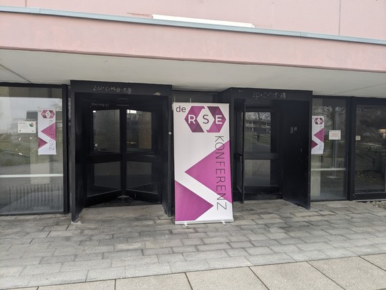 Entry of the building with a RSE roll up.
