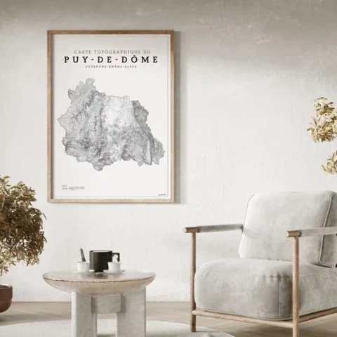 affiche département du puy de dome topographique