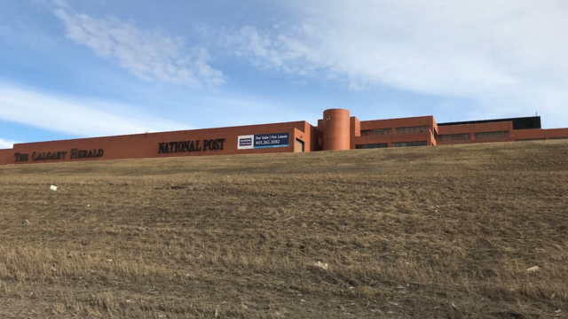 The Calgary Herald’s “new building,” opened in 1982, not long before its sale to U-Haul Canada for about a quarter of what it cost to build it (Photo: David J. Climenhaga). 