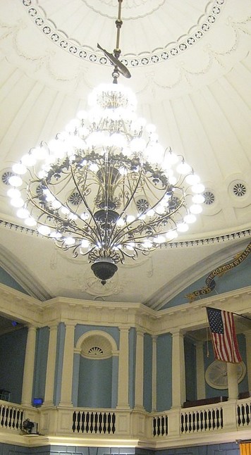 The Holy Mackerel above the chandelier in the Massachusetts Senate chamber, 2008