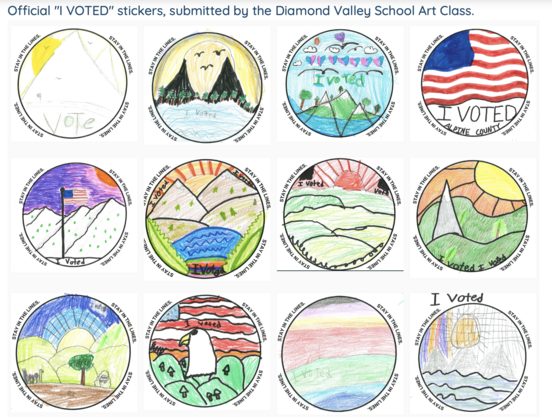 Official "I VOTED" stickers, submitted by the Diamond Valley School Art Class
