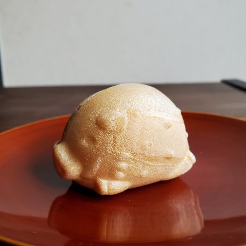 Boar monaka. Sweets in the shape of boars are eaten in November to celebrate the opening of the sunken hearth in the tearoom (marking the beginning of the winter season).