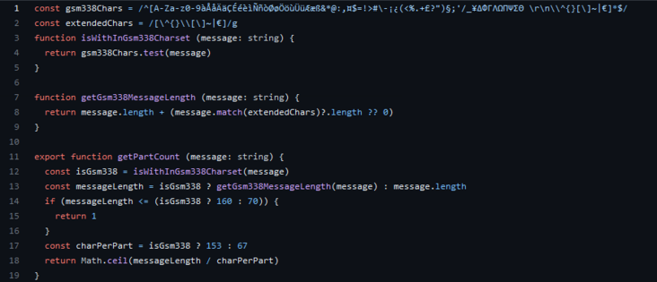 A screenshot of the code that is found in the gist behind the link