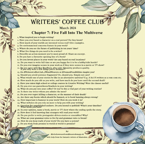 List of #WritersCoffeeClub daily prompts