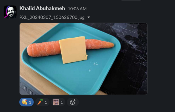 Raw carrot with a cheese slice on top