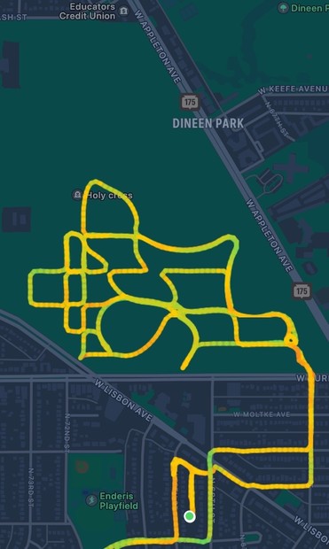 Map of a cemetery bike ride.